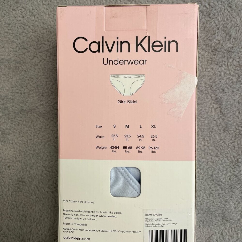 NEW Calvin Klein Girls Small 7 Pack Bikini Underwear Cotton Stretch Multicolor - Picture 2 of 5